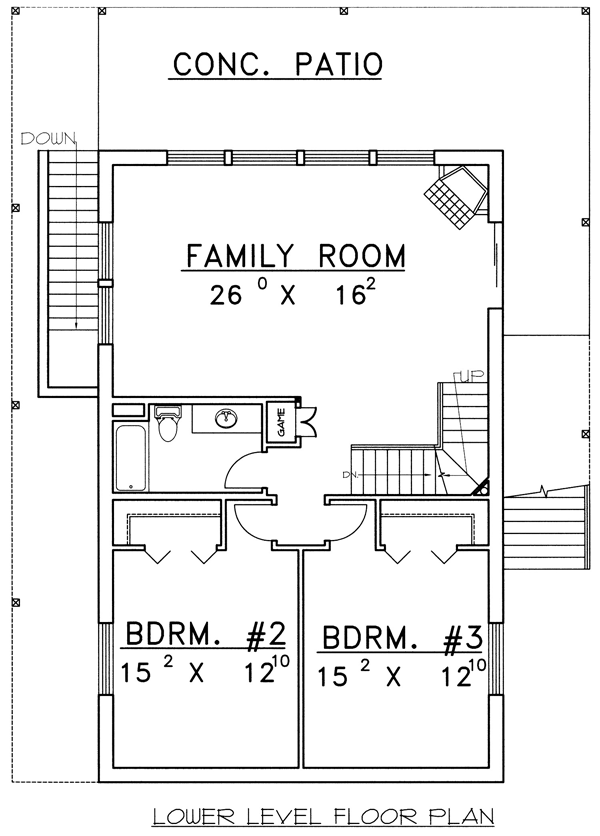 Contemporary Lower Level of Plan 87079