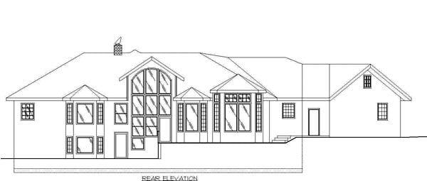 Traditional Rear Elevation of Plan 87083