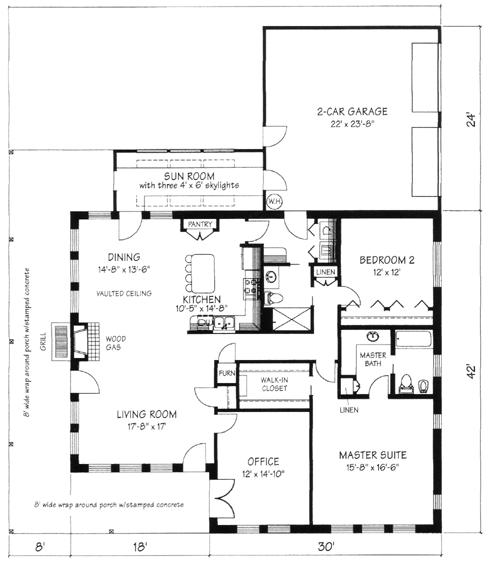 Bungalow Traditional Level One of Plan 87092