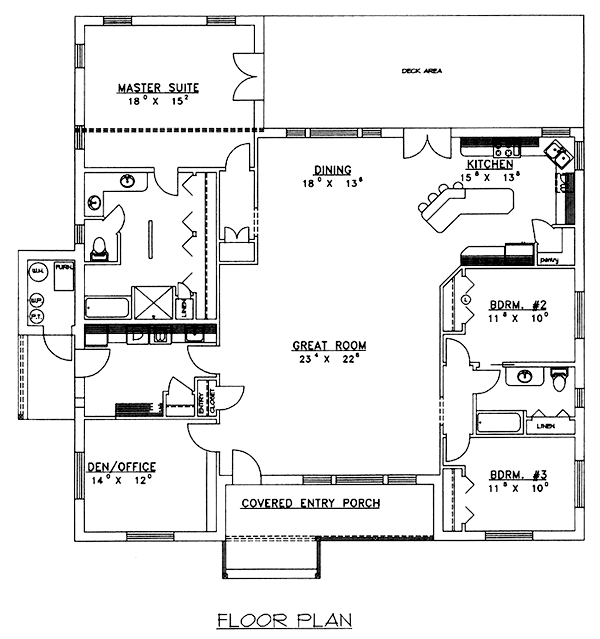 One-Story Ranch Level One of Plan 87094