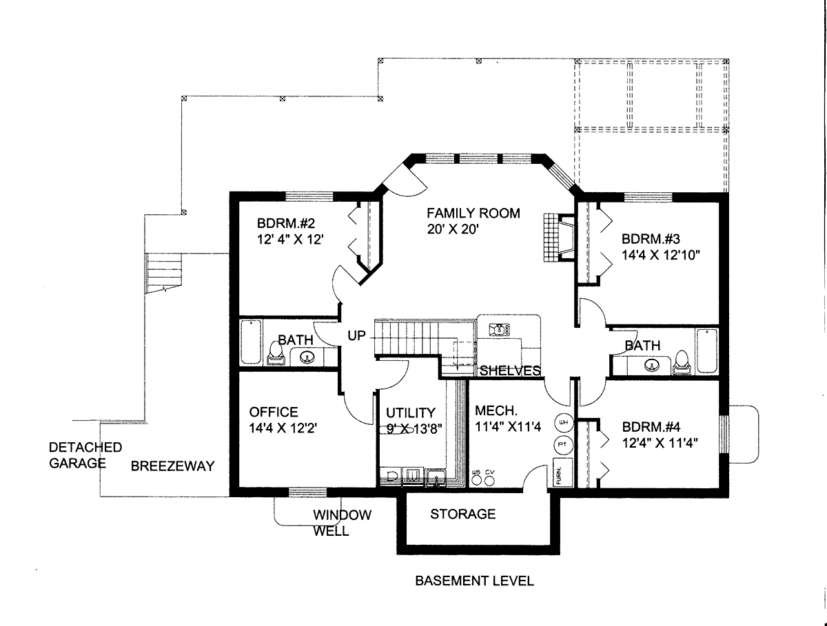 Contemporary Lower Level of Plan 87095