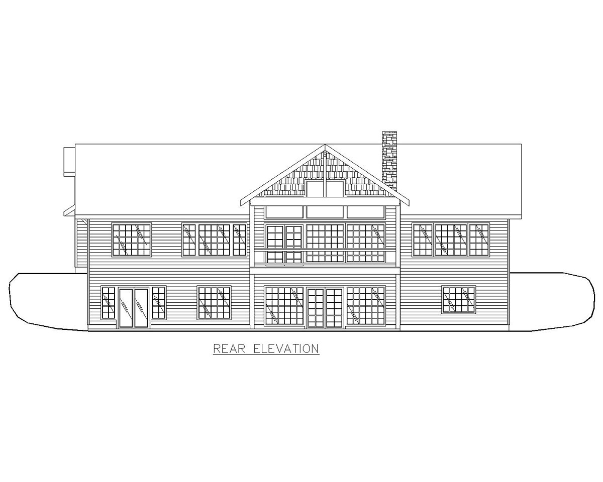 Craftsman Traditional Rear Elevation of Plan 87097