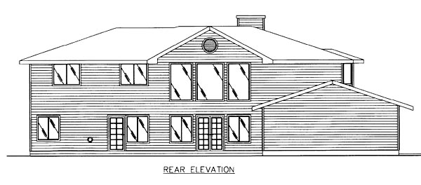 Contemporary Traditional Rear Elevation of Plan 87098