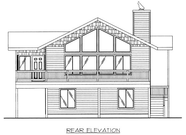 Contemporary Craftsman Rear Elevation of Plan 87103