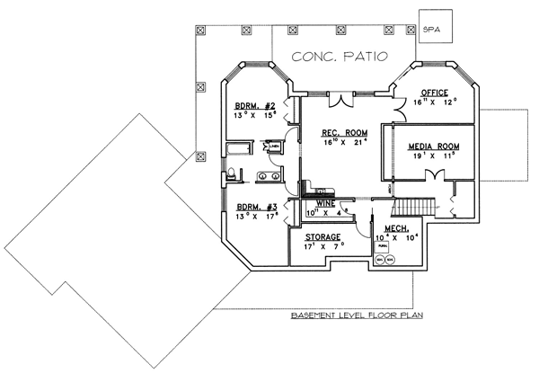 Southwest Traditional Lower Level of Plan 87112