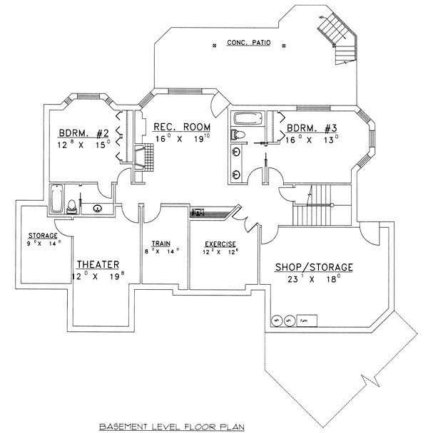 Craftsman One-Story Ranch Lower Level of Plan 87114