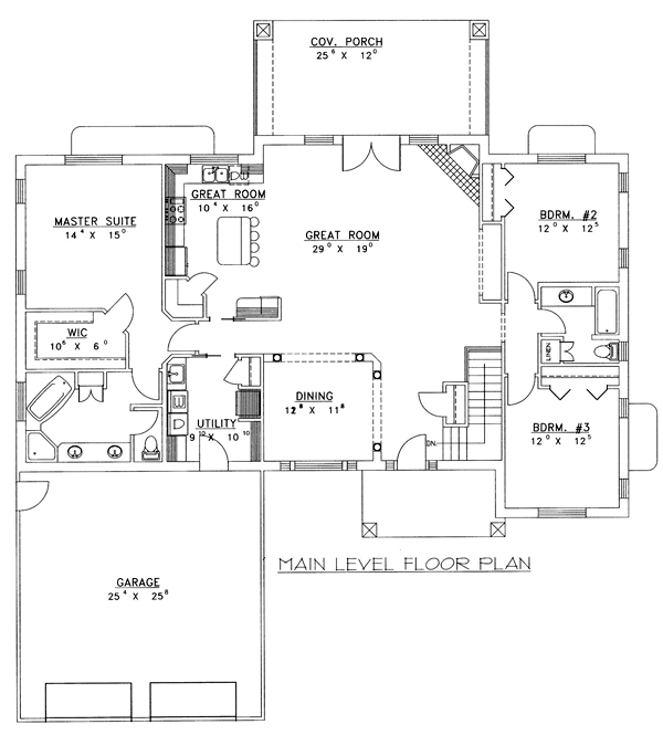 Craftsman Ranch Level One of Plan 87117