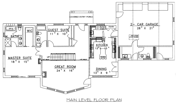 One-Story Traditional Level One of Plan 87118