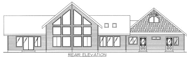 One-Story Traditional Rear Elevation of Plan 87118