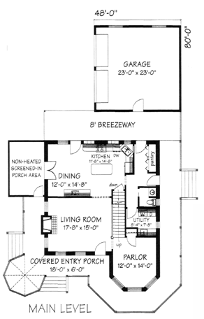 Farmhouse Victorian Level One of Plan 87120