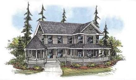 Farmhouse Victorian Elevation of Plan 87120