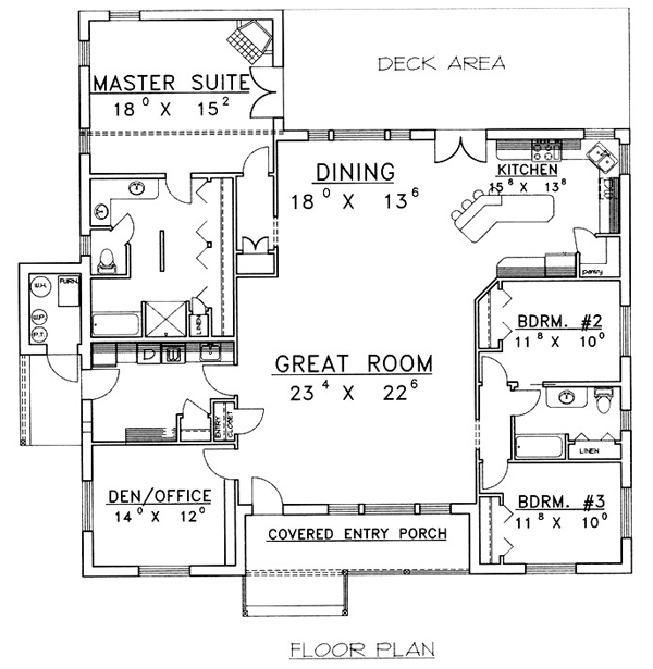 Contemporary One-Story Ranch Level One of Plan 87121