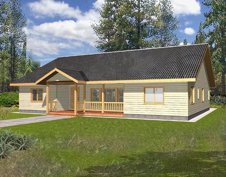 Contemporary One-Story Ranch Elevation of Plan 87121