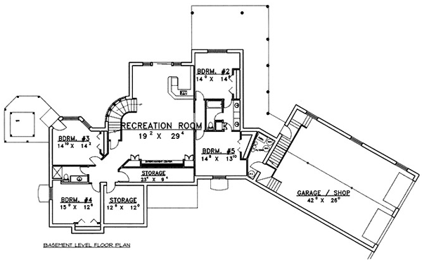 Contemporary One-Story Ranch Lower Level of Plan 87123