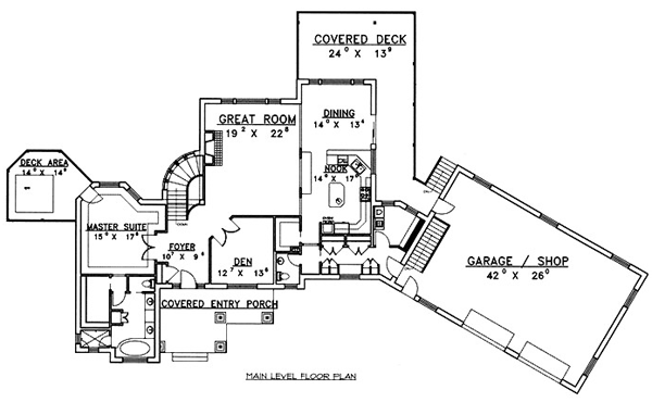 Contemporary One-Story Ranch Level One of Plan 87123