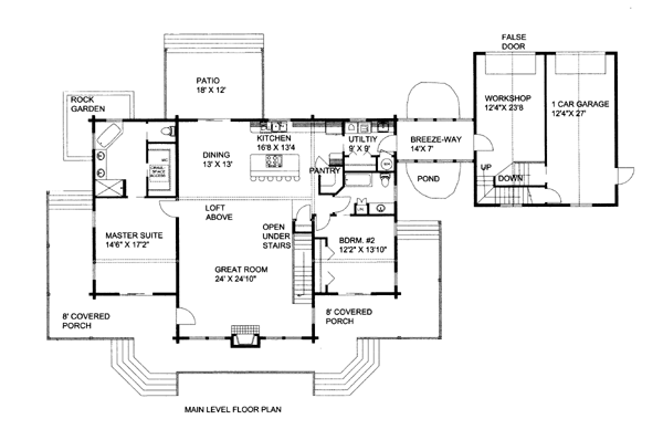 Country Log Ranch Level One of Plan 87125