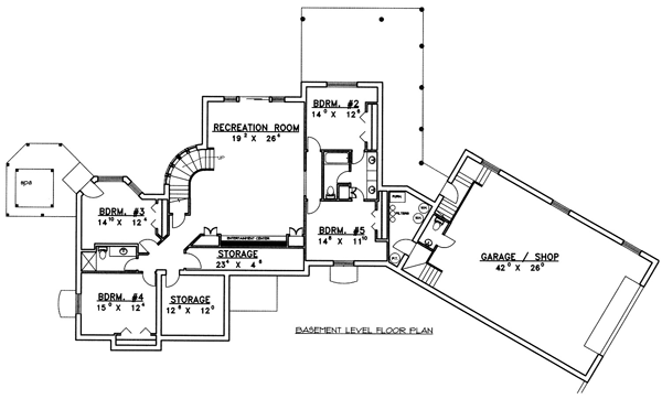 Contemporary Traditional Lower Level of Plan 87126