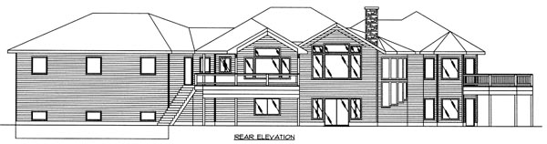 Contemporary Traditional Rear Elevation of Plan 87126