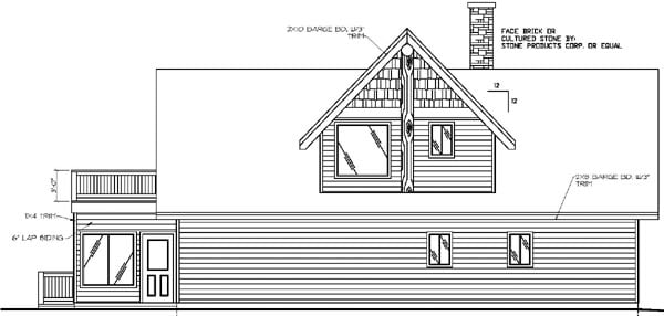 Contemporary Rear Elevation of Plan 87130