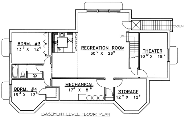 Cabin Country Lower Level of Plan 87131