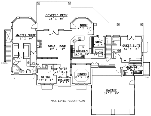 Contemporary Traditional Level One of Plan 87136