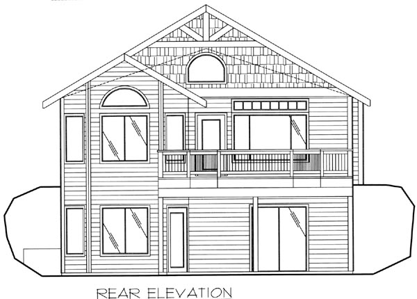 Contemporary Narrow Lot Rear Elevation of Plan 87155