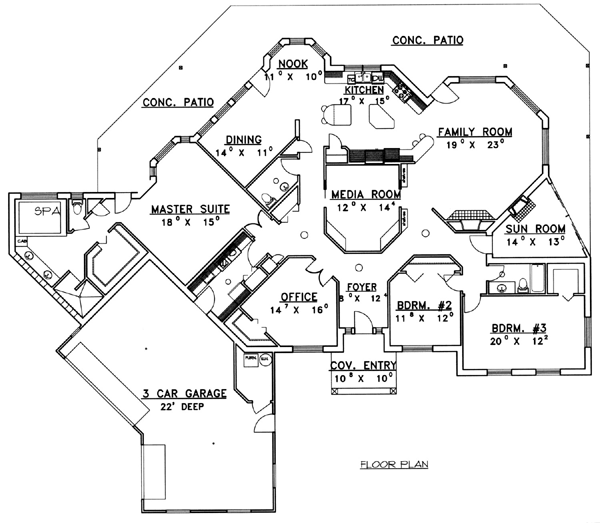 Contemporary One-Story Traditional Level One of Plan 87157