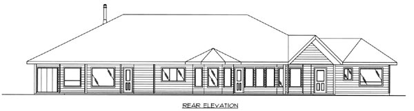 Contemporary One-Story Traditional Rear Elevation of Plan 87157