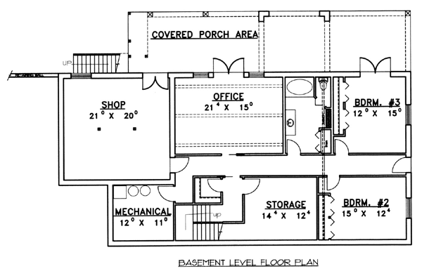 One-Story Ranch Lower Level of Plan 87158