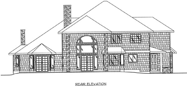 Traditional Rear Elevation of Plan 87161