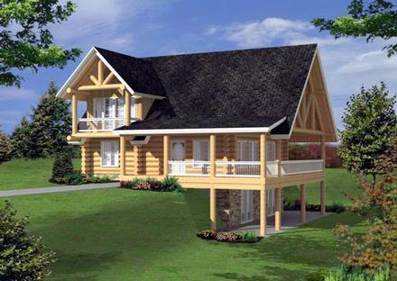 Log Narrow Lot Elevation of Plan 87162