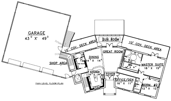 Mediterranean One-Story Ranch Level One of Plan 87163