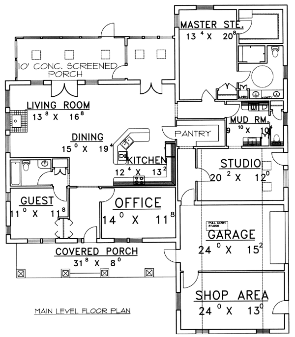 One-Story Traditional Level One of Plan 87164