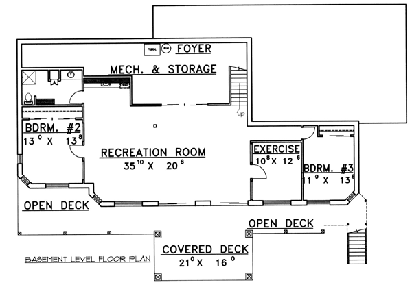 One-Story Ranch Lower Level of Plan 87165