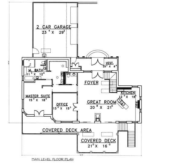 Country One-Story Level One of Plan 87167