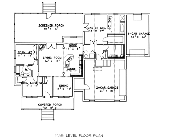 Country One-Story Level One of Plan 87168