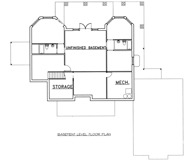 Contemporary One-Story Lower Level of Plan 87169