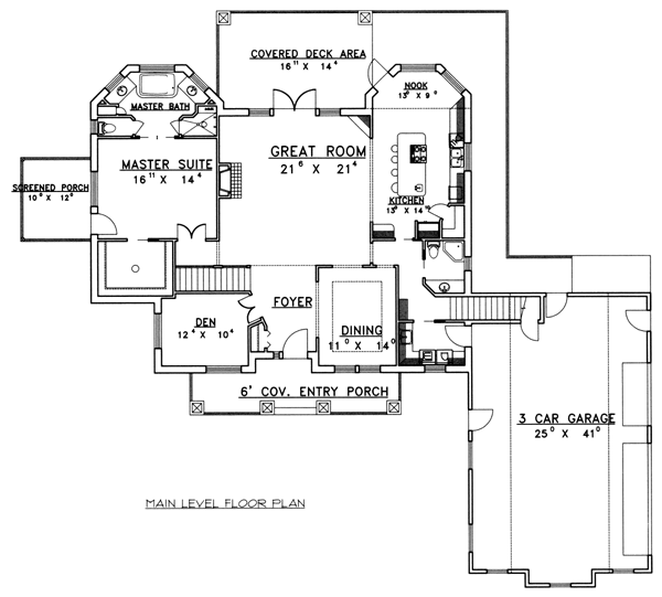 Contemporary One-Story Level One of Plan 87169