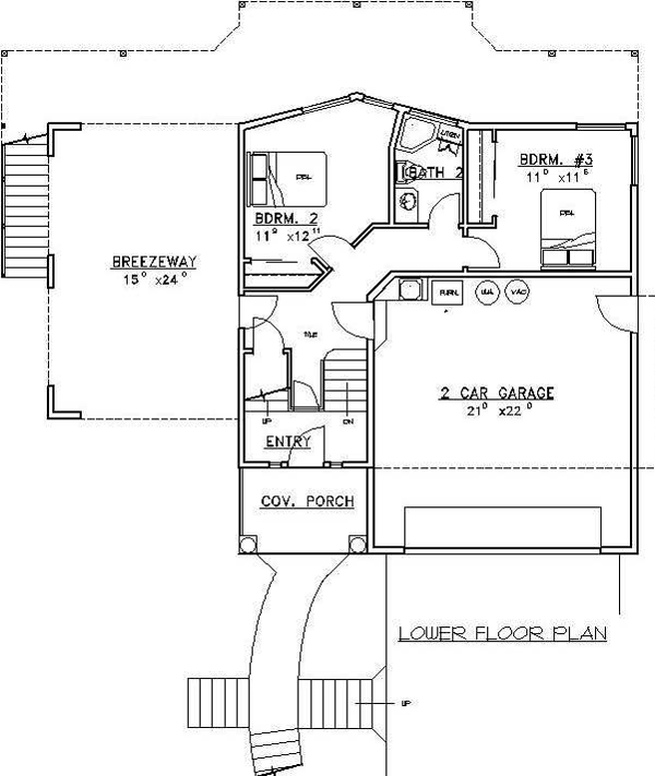 One-Story Lower Level of Plan 87173