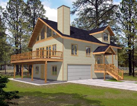 Narrow Lot One-Story Elevation of Plan 87176