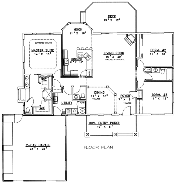 One-Story Ranch Level One of Plan 87177