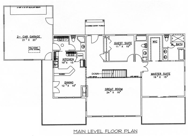 One-Story Ranch Level One of Plan 87178