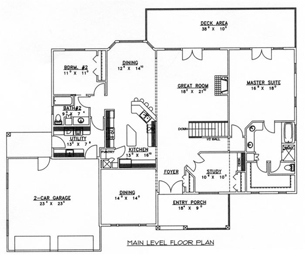 Contemporary One-Story Level One of Plan 87179