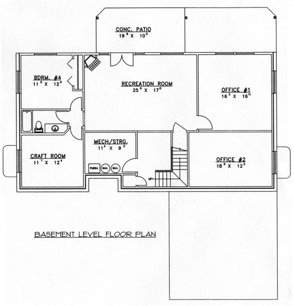 One-Story Traditional Lower Level of Plan 87180