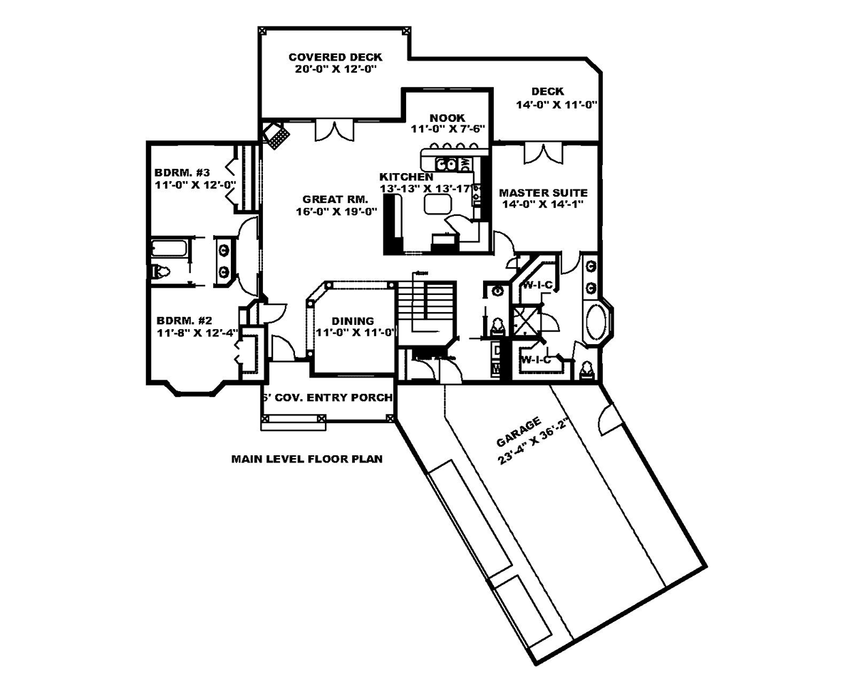 One-Story Ranch Level One of Plan 87181