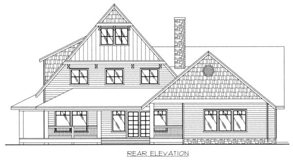 Traditional Rear Elevation of Plan 87184