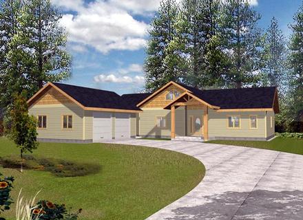 One-Story Ranch Elevation of Plan 87196