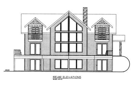 Country Rear Elevation of Plan 87198