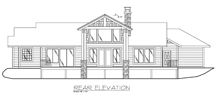 Contemporary Traditional Rear Elevation of Plan 87199