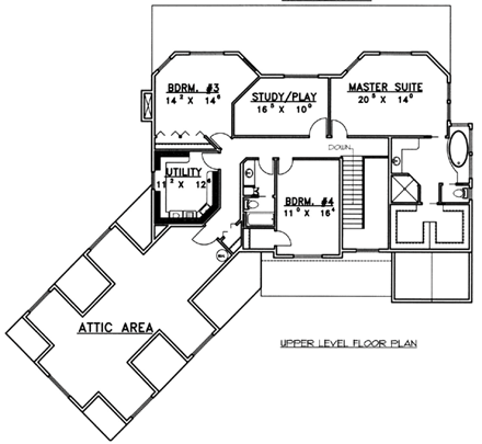 Country House Plan 87202 with 4 Beds, 4 Baths, 3 Car Garage Second Level Plan